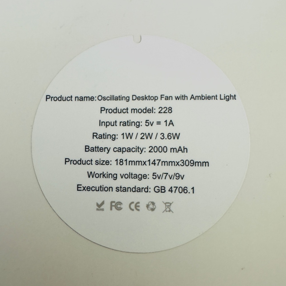 Home Esteem - Cordless Sunset Rotating Desktop Fan with Soft Ambient Light  NWT - Picture 2 of 6